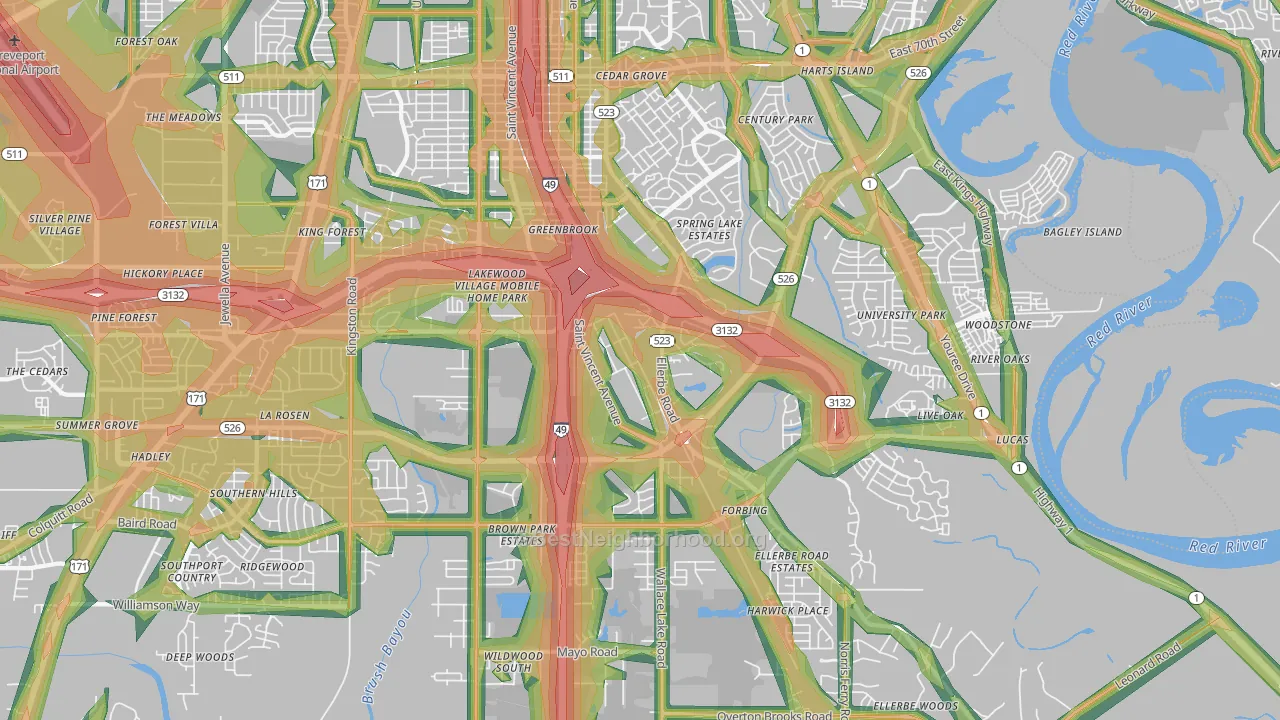 71106, LA Map of Noise Levels in 71106
