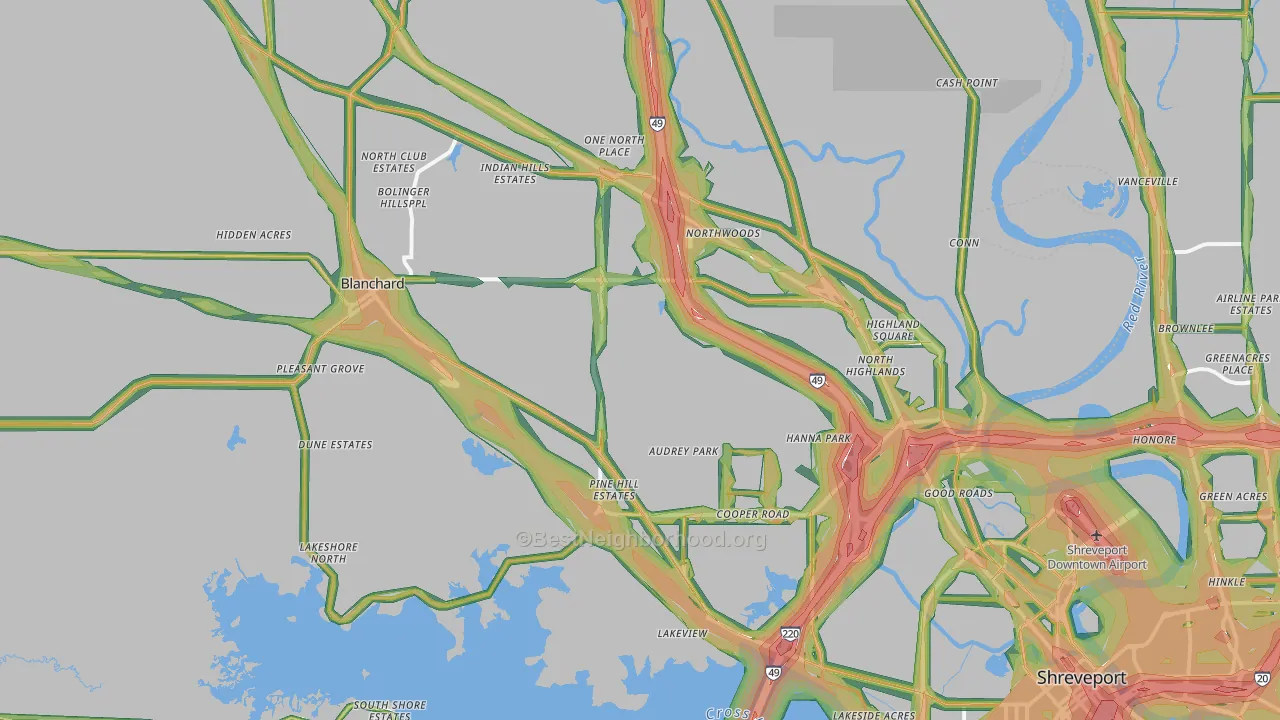 71107, LA Map of Noise Levels in 71107