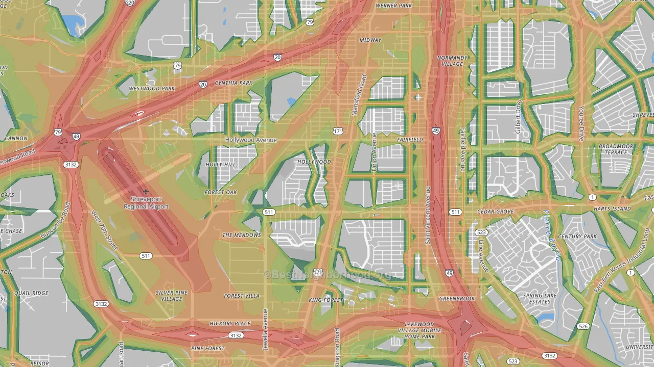 71108, LA Map of Noise Levels in 71108