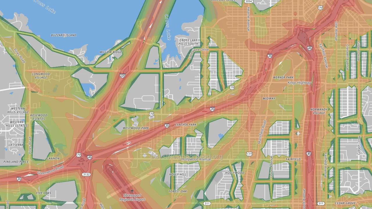 71109, LA Map of Noise Levels in 71109