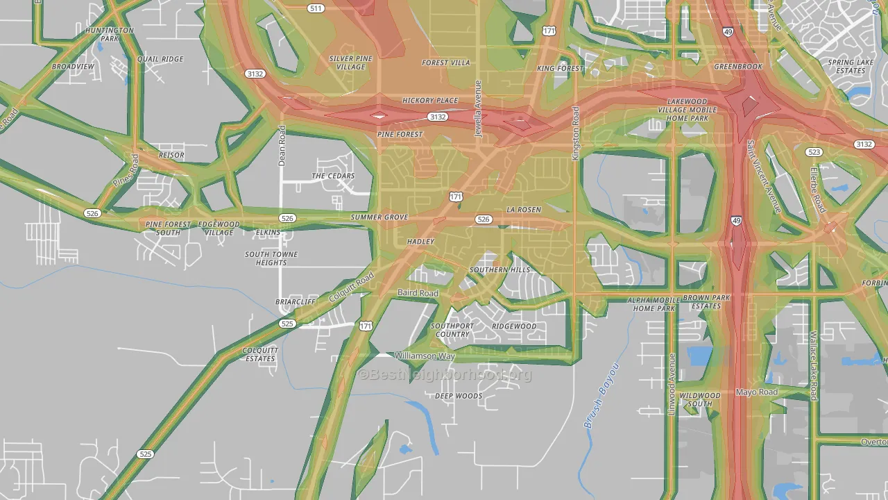 71118, LA Map of Noise Levels in 71118
