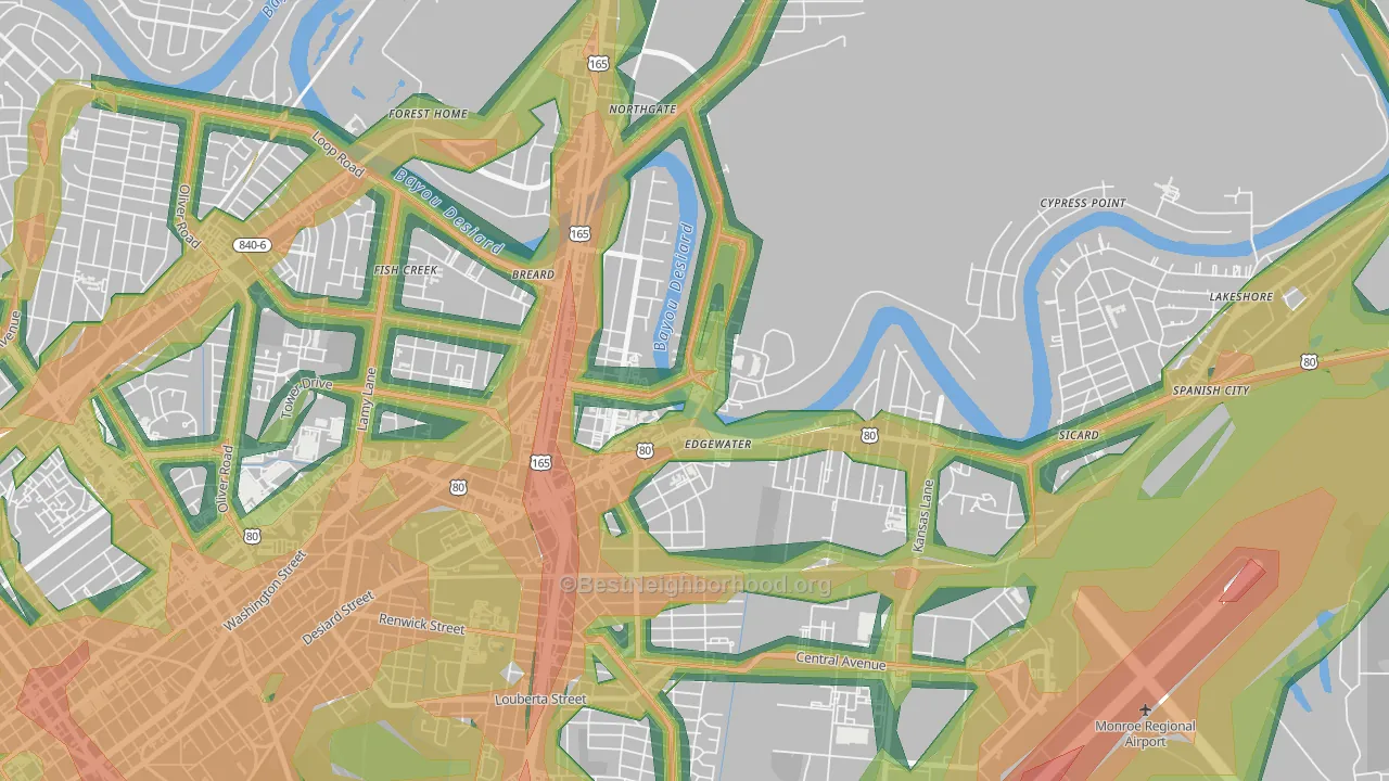 71209, LA Map of Noise Levels in 71209