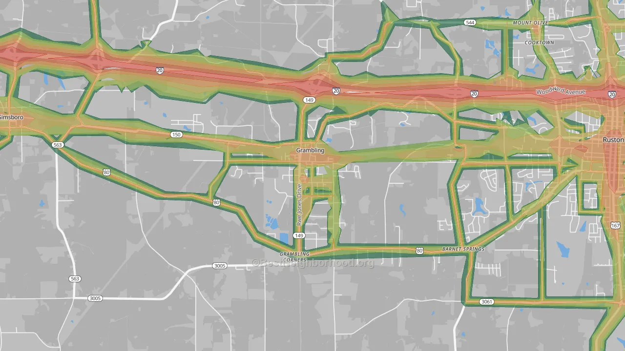 71245, LA Map of Noise Levels in 71245