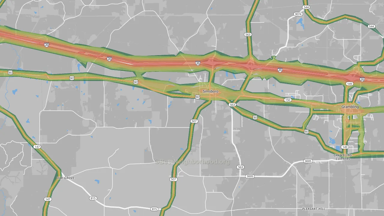 71275, LA Map of Noise Levels in 71275