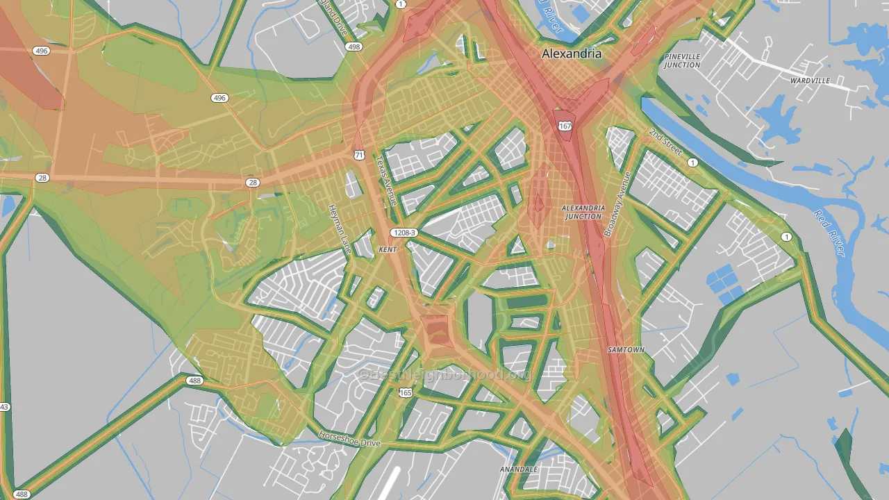 71301, LA Map of Noise Levels in 71301