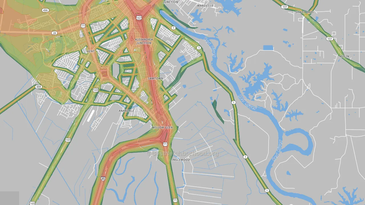 71302, LA Map of Noise Levels in 71302