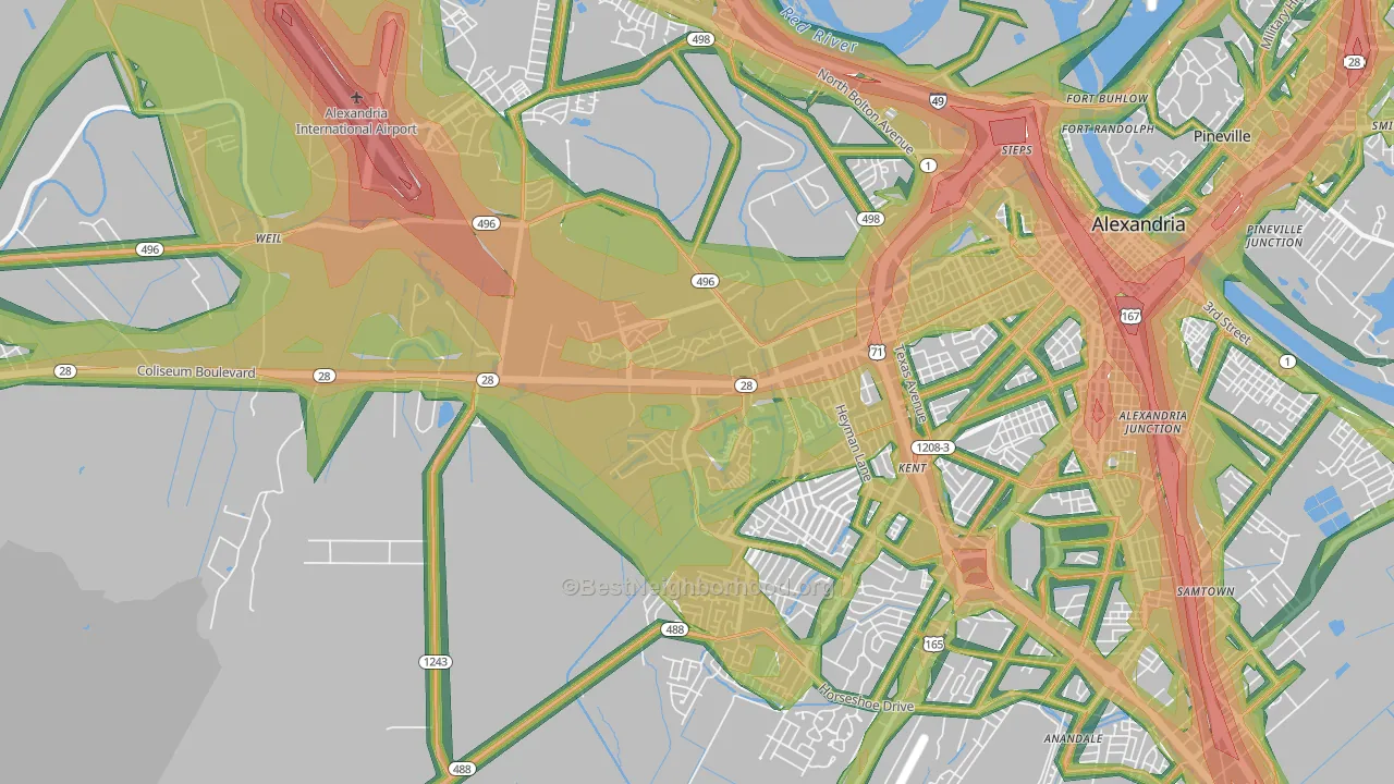 71303, LA Map of Noise Levels in 71303