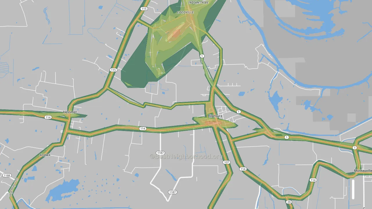 71350, LA Map of Noise Levels in 71350