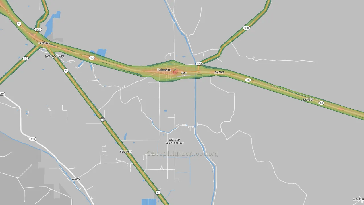 71358, LA Map of Noise Levels in 71358