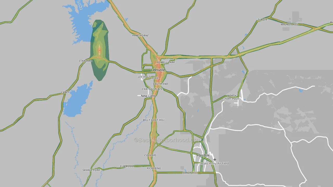 71446, LA Map of Noise Levels in 71446