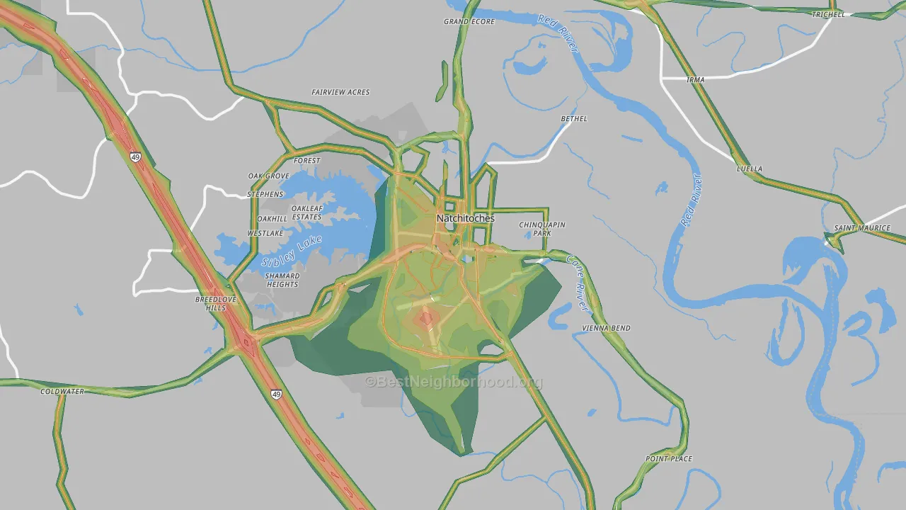 71457, LA Map of Noise Levels in 71457
