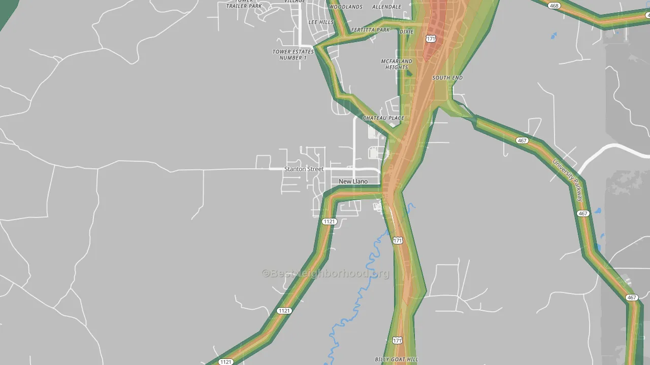 71461, LA Map of Noise Levels in 71461