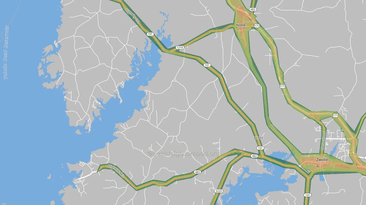 71462, LA Map of Noise Levels in 71462
