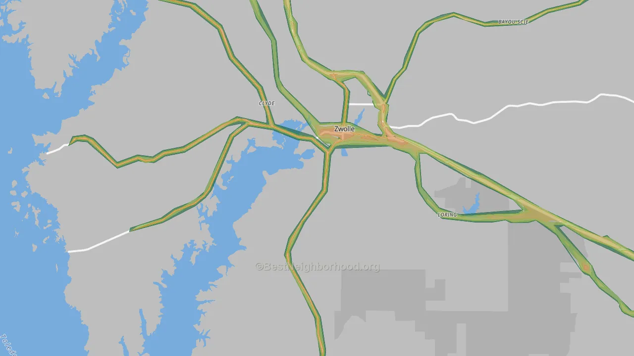 71486, LA Map of Noise Levels in 71486