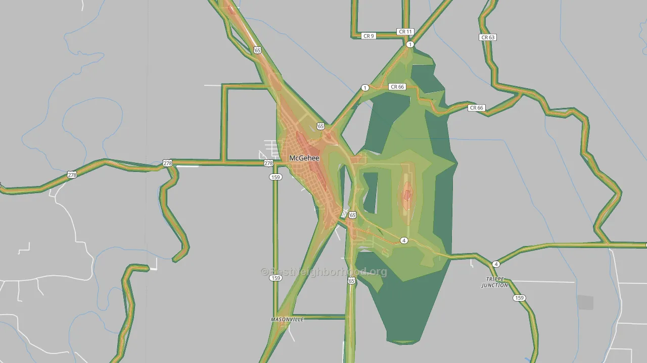 71654, AR Map of Noise Levels in 71654