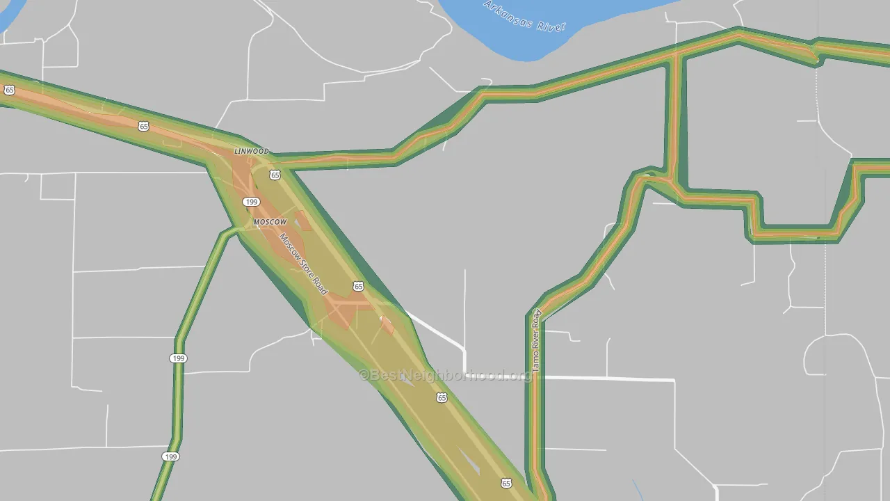 71659, AR Map of Noise Levels in 71659