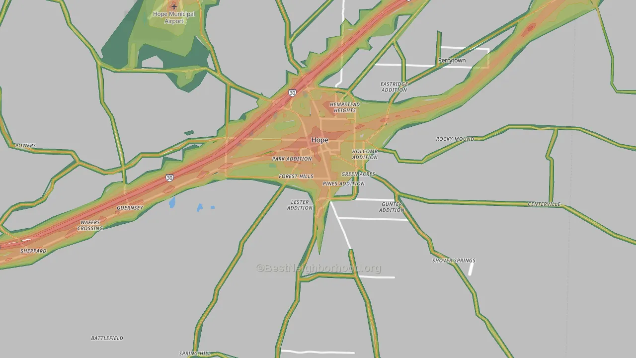 71801, AR Map of Noise Levels in 71801