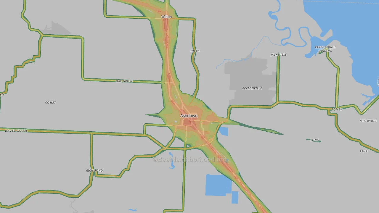 71822, AR Map of Noise Levels in 71822