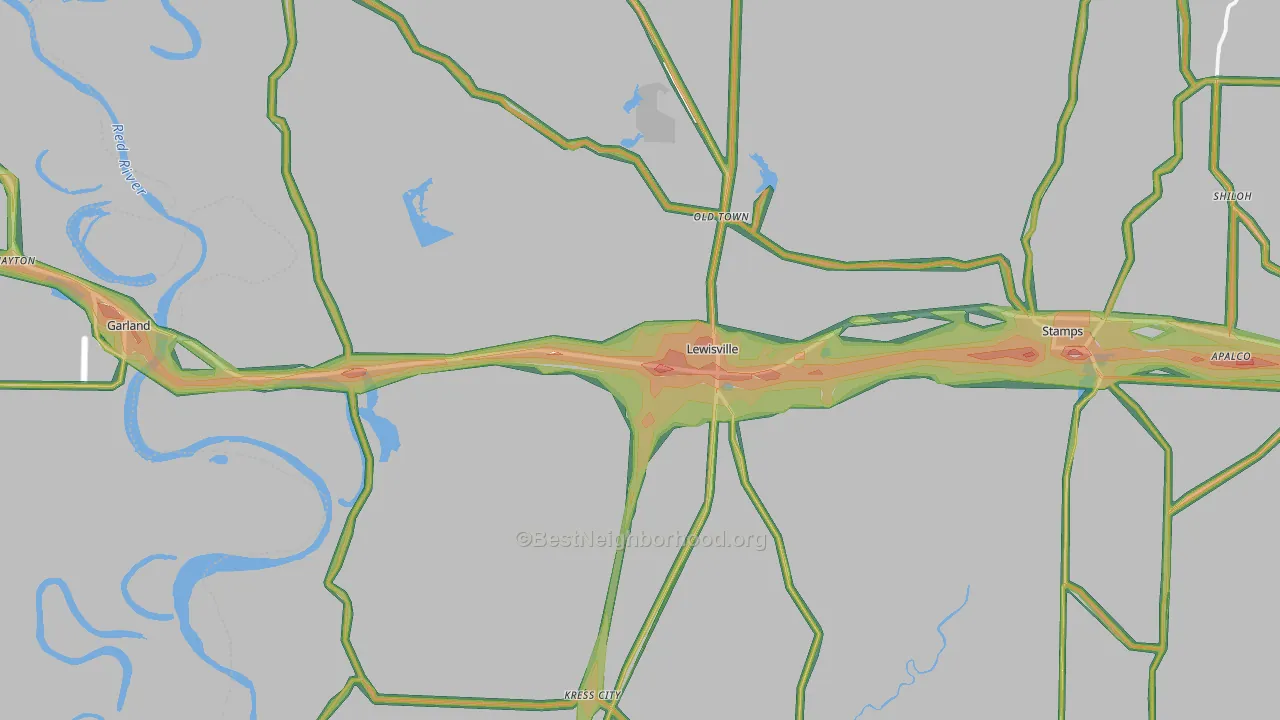71845, AR Map of Noise Levels in 71845