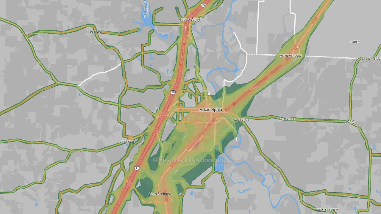 71923, AR Map of Noise Levels in 71923