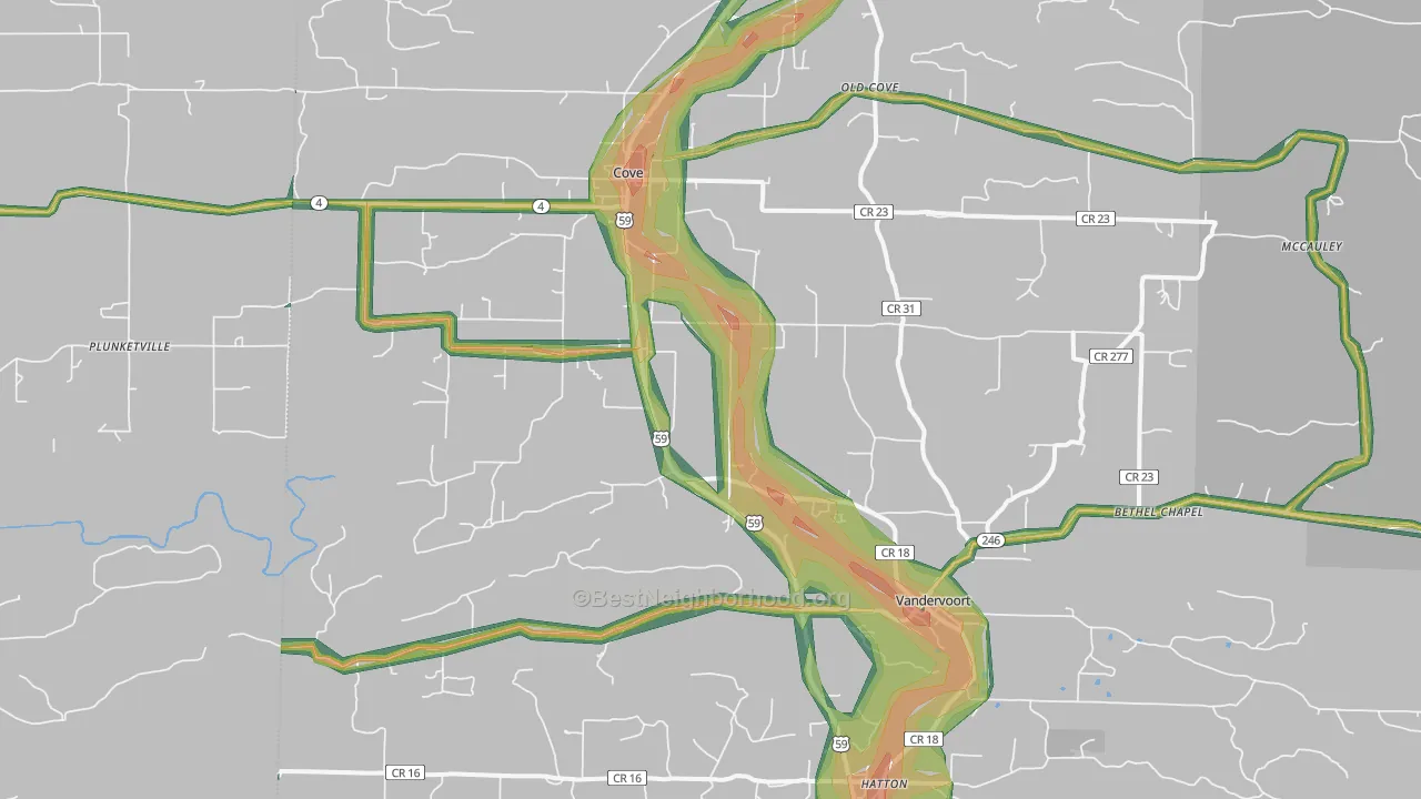 71937, AR Map of Noise Levels in 71937