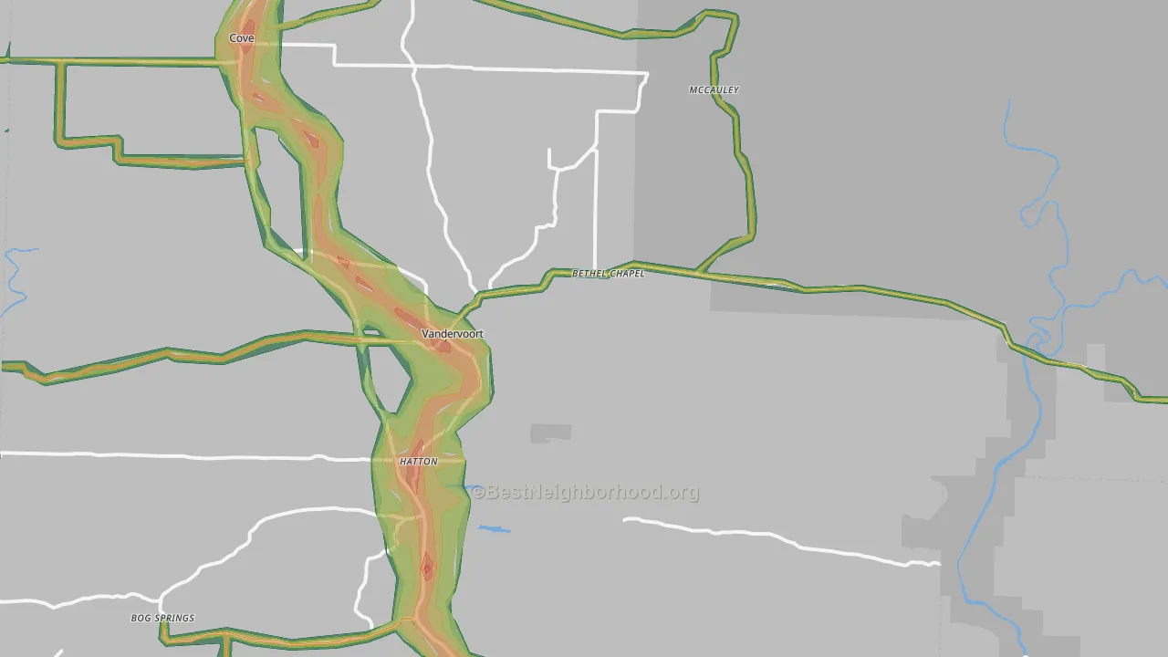71972, AR Map of Noise Levels in 71972