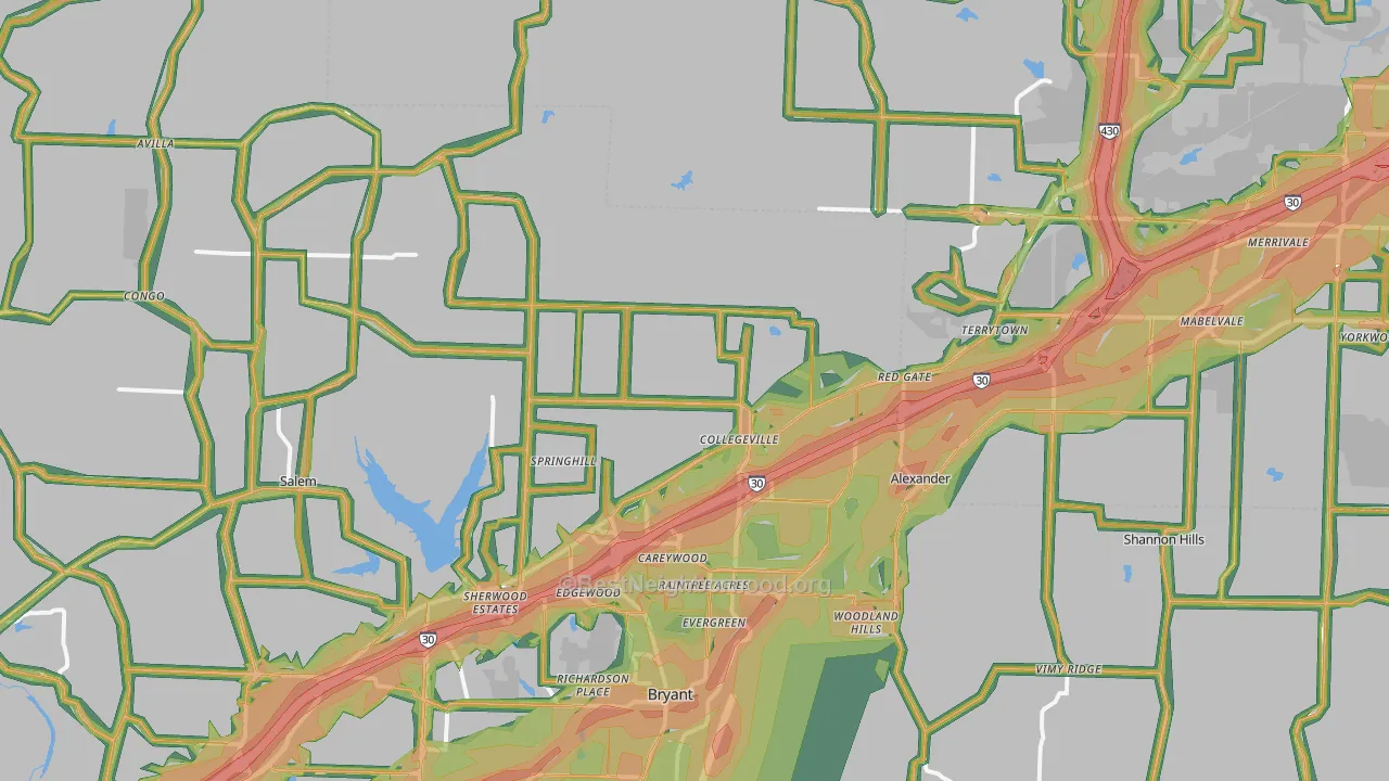 72002, AR Map of Noise Levels in 72002