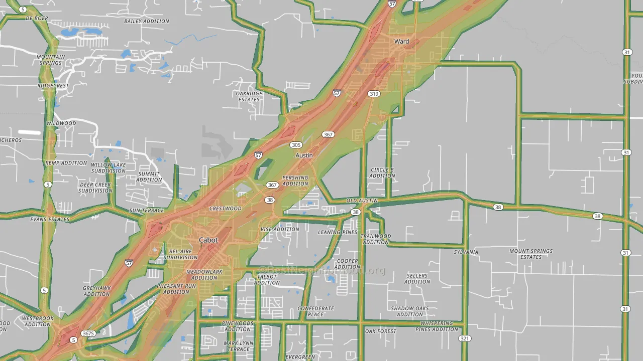 72007, AR Map of Noise Levels in 72007