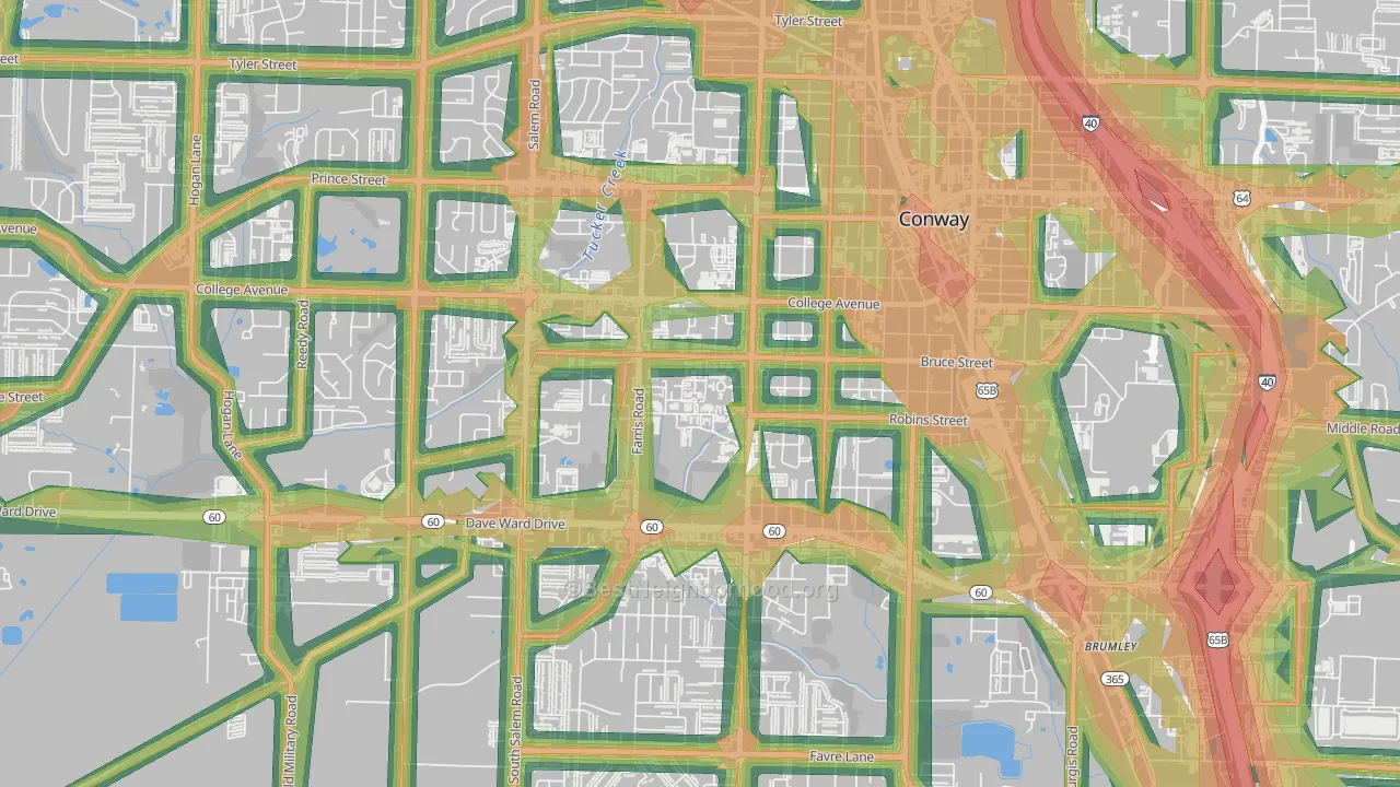 72035, AR Map of Noise Levels in 72035