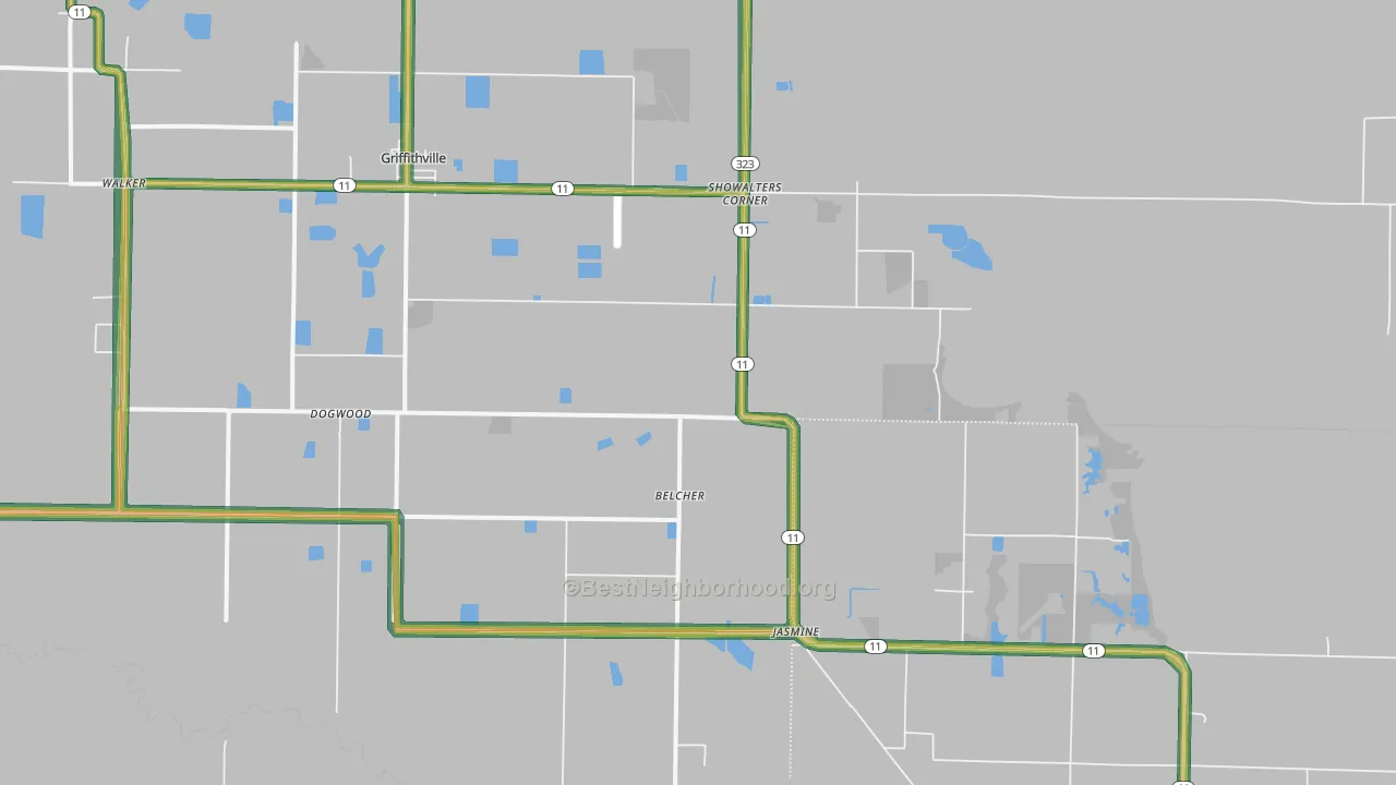 72060, AR Map of Noise Levels in 72060