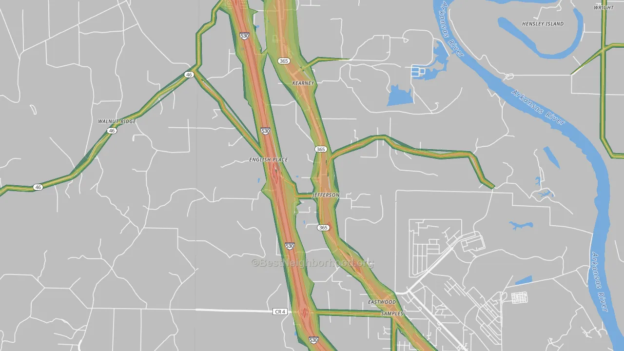 72079, AR Map of Noise Levels in 72079