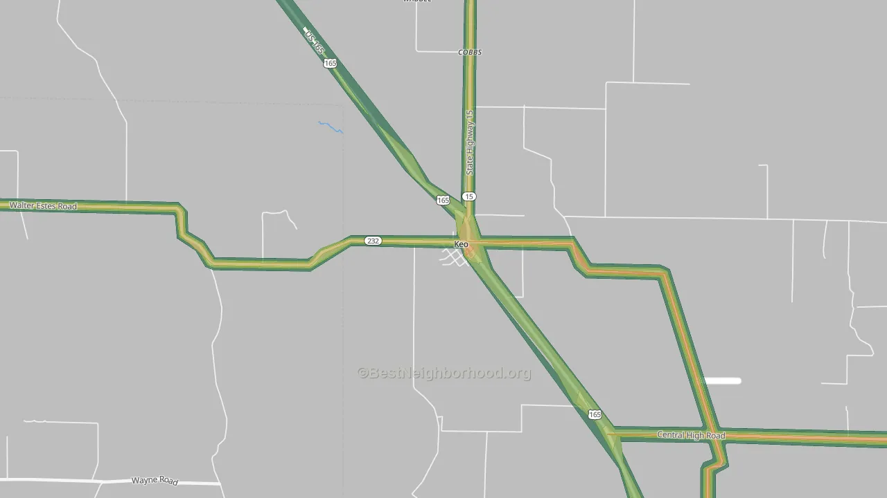 72083, AR Map of Noise Levels in 72083