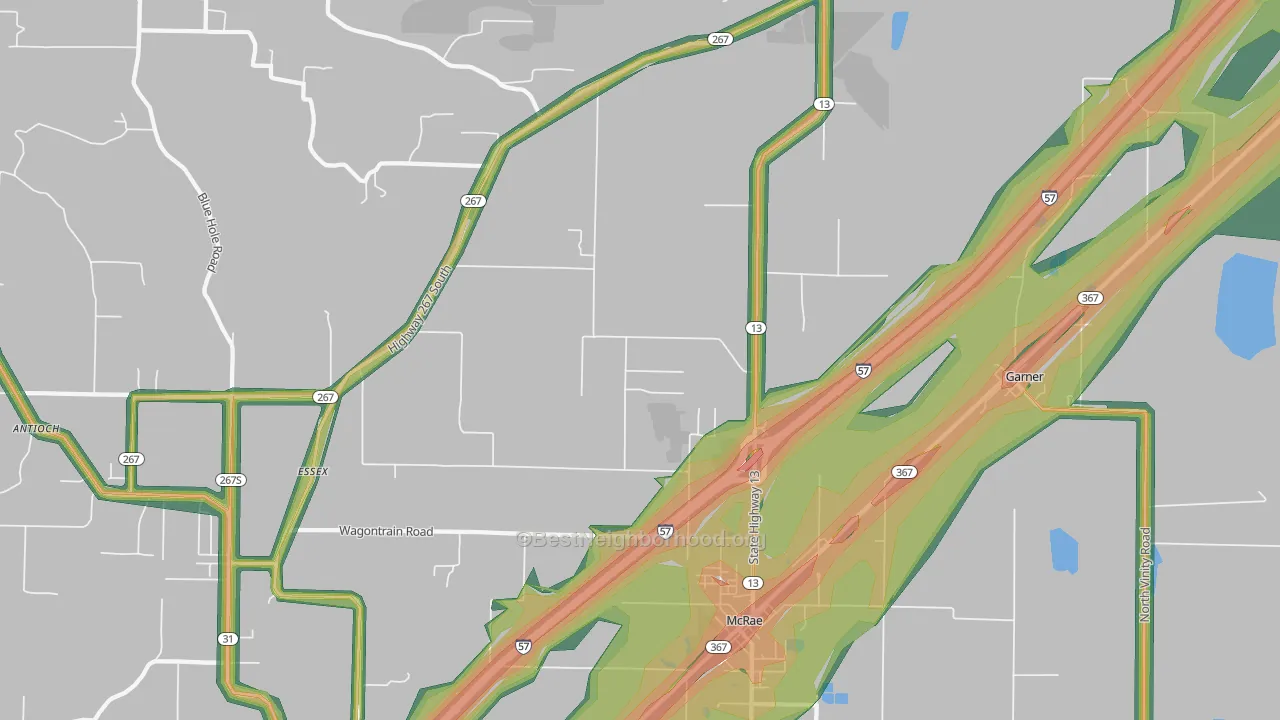 72102, AR Map of Noise Levels in 72102