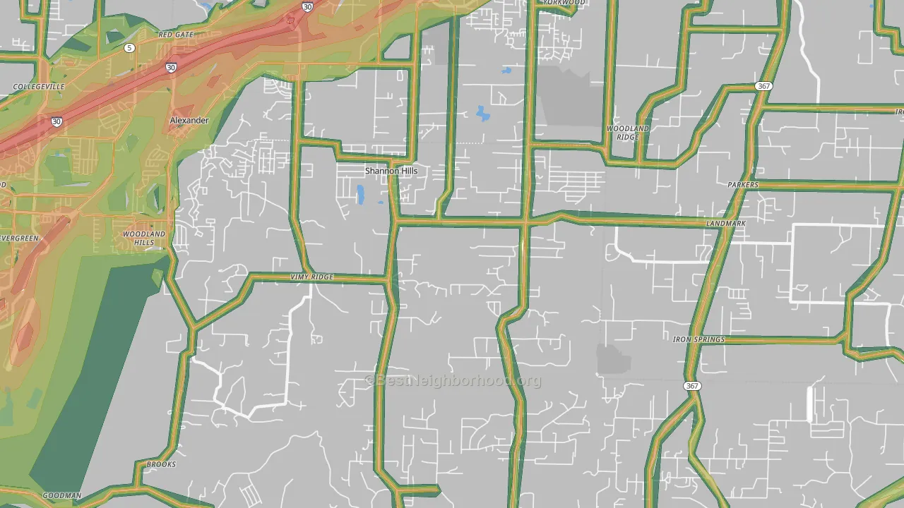 72103, AR Map of Noise Levels in 72103