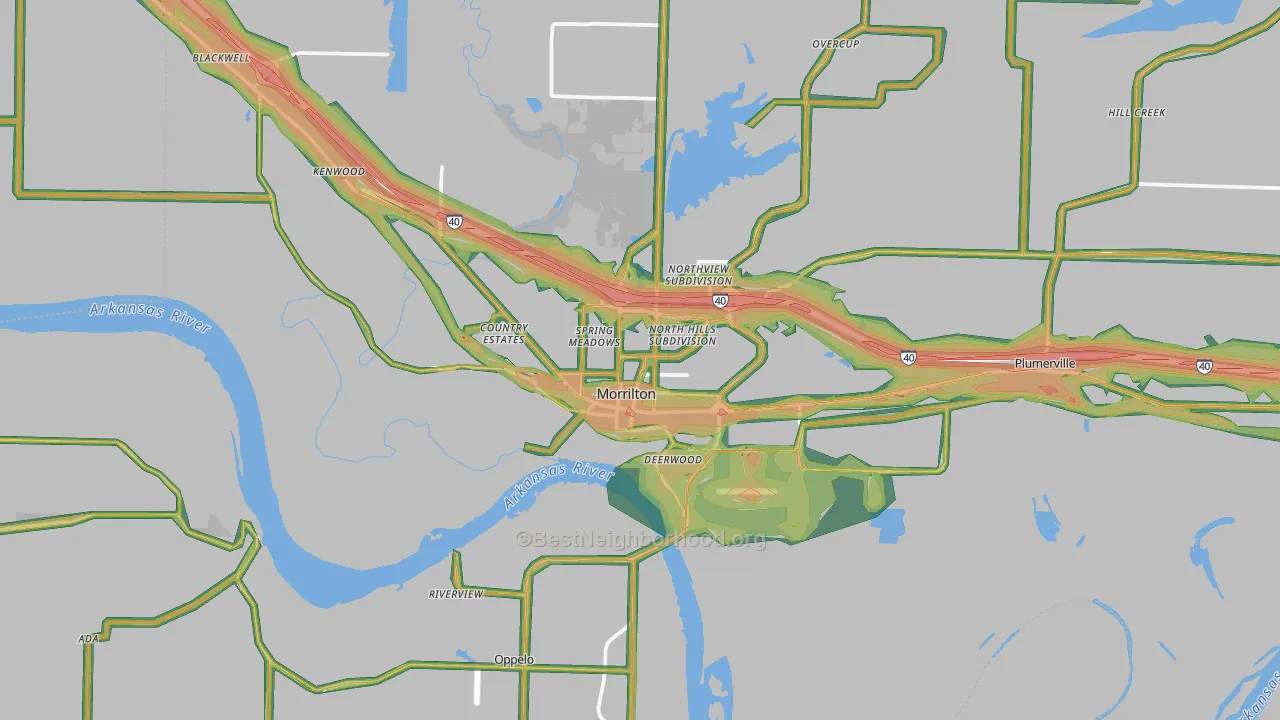 72110, AR Map of Noise Levels in 72110