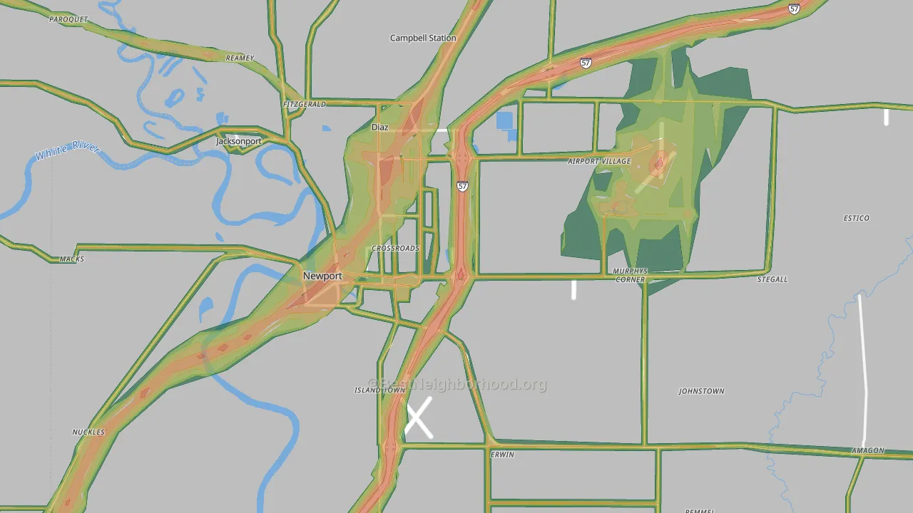 72112, AR Map of Noise Levels in 72112