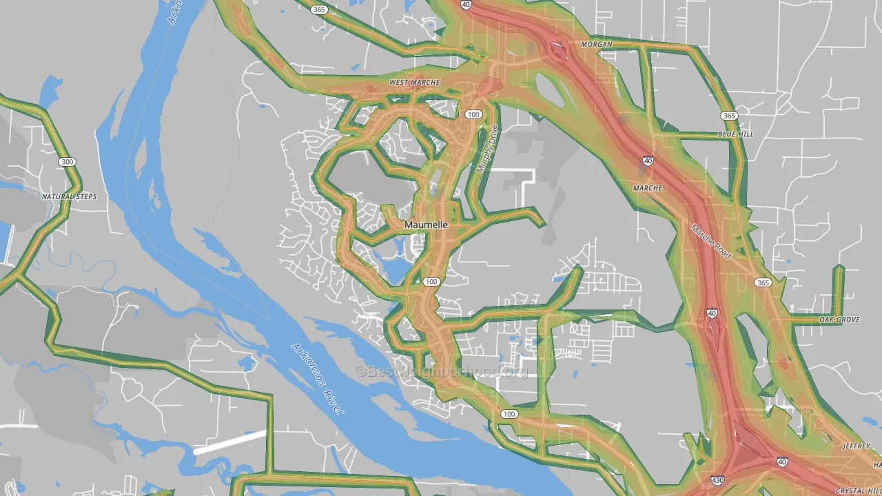 72113, AR Map of Noise Levels in 72113