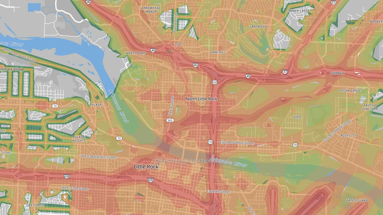 72114, AR Map of Noise Levels in 72114