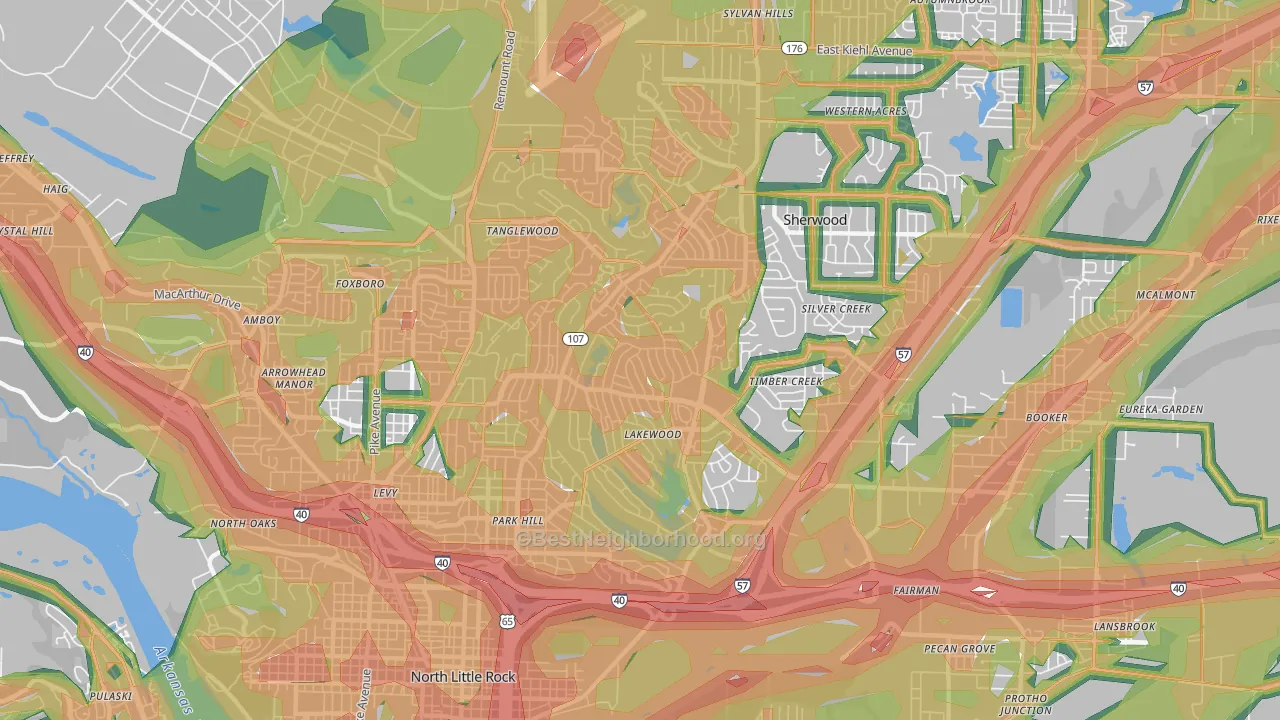 72116, AR Map of Noise Levels in 72116