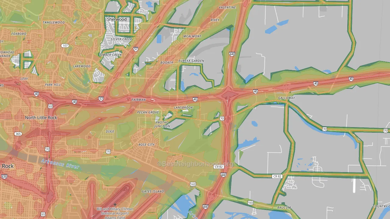 72117, AR Map of Noise Levels in 72117