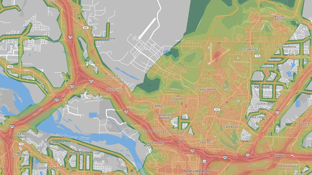 72118, AR Map of Noise Levels in 72118