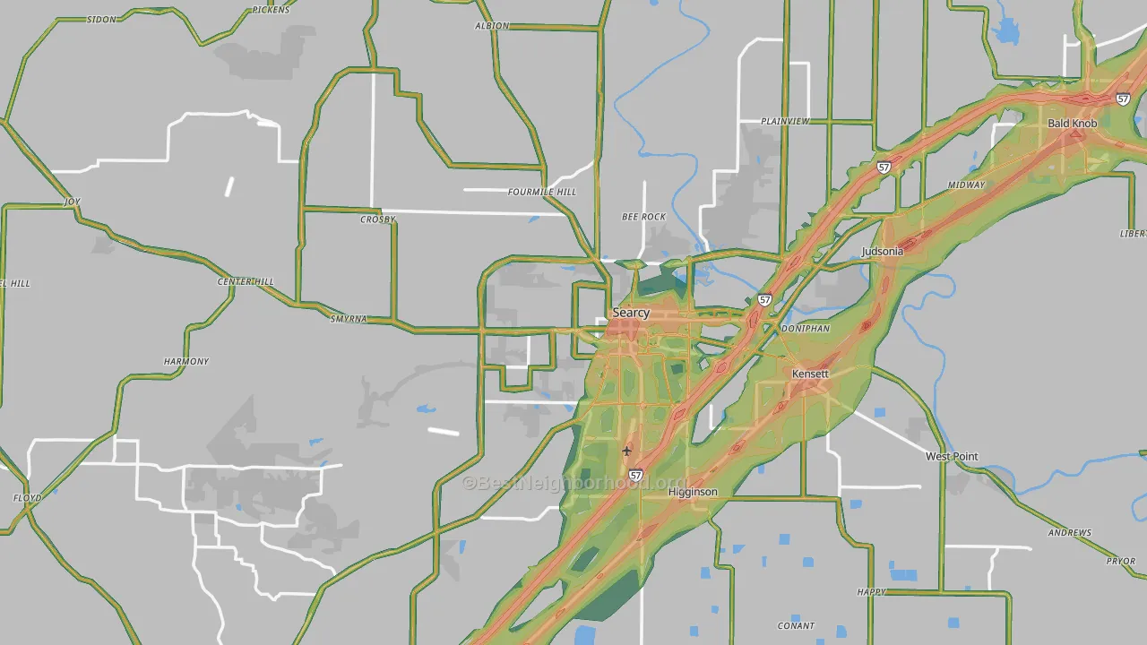 72143, AR Map of Noise Levels in 72143