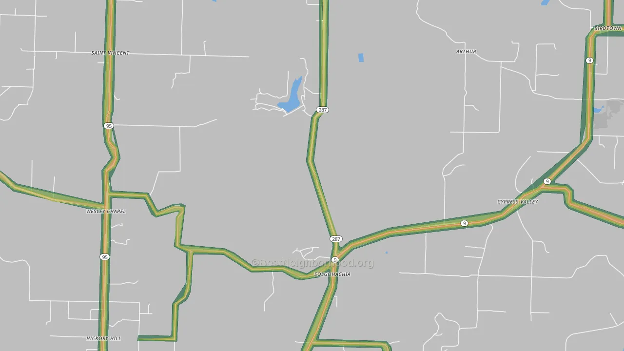 72156, AR Map of Noise Levels in 72156