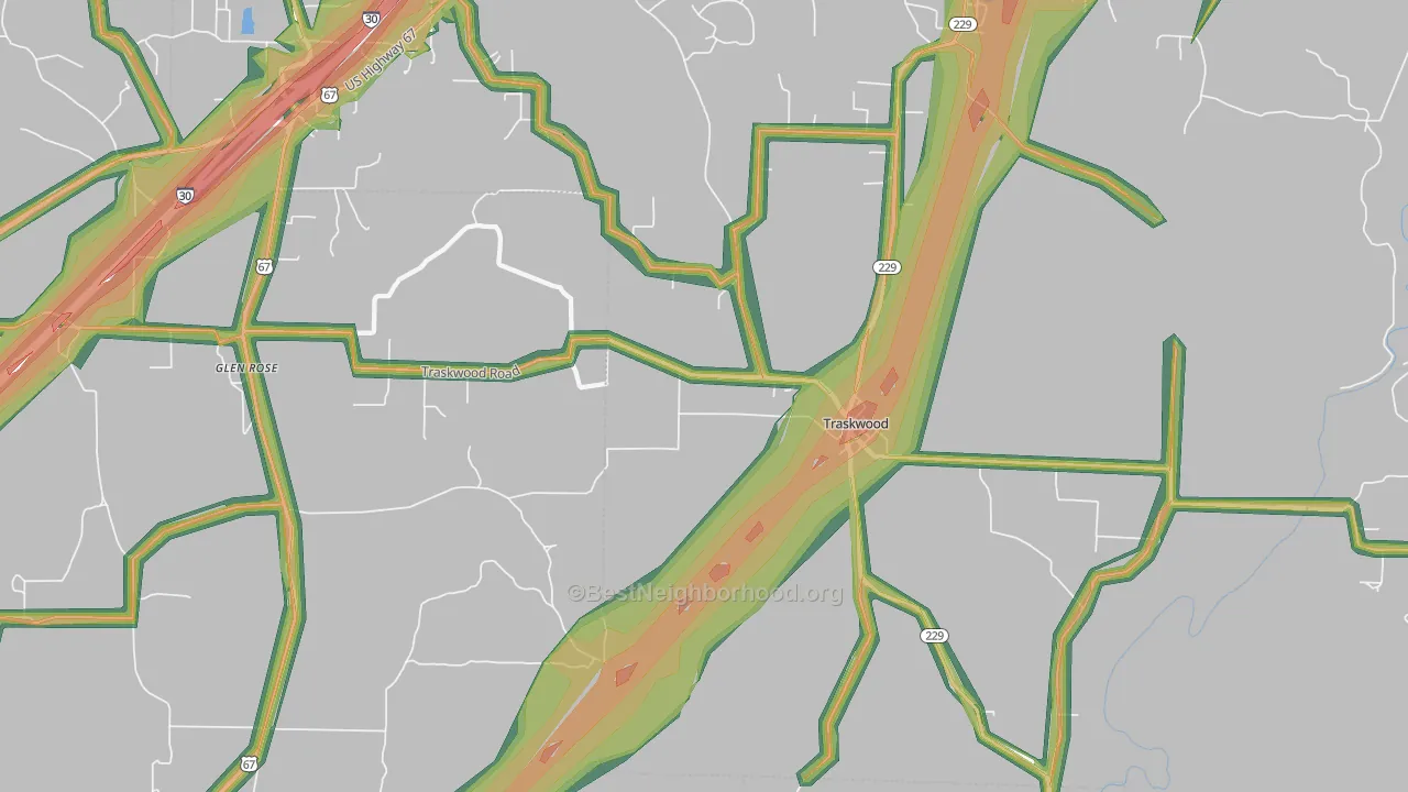 72167, AR Map of Noise Levels in 72167