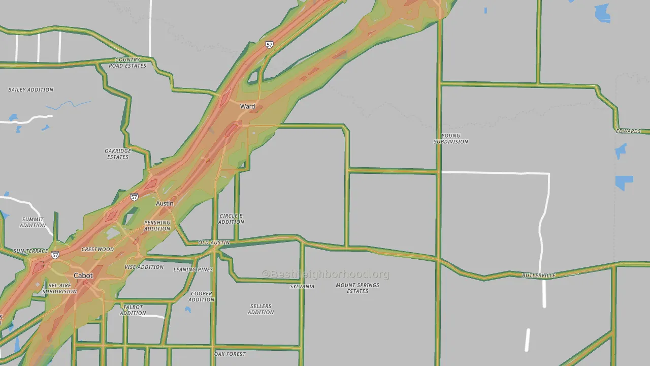 72176, AR Map of Noise Levels in 72176