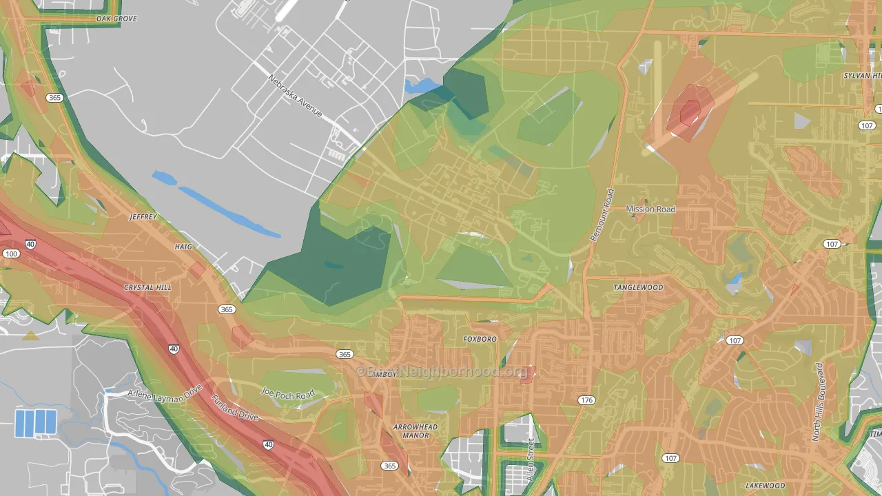 72199, AR Map of Noise Levels in 72199