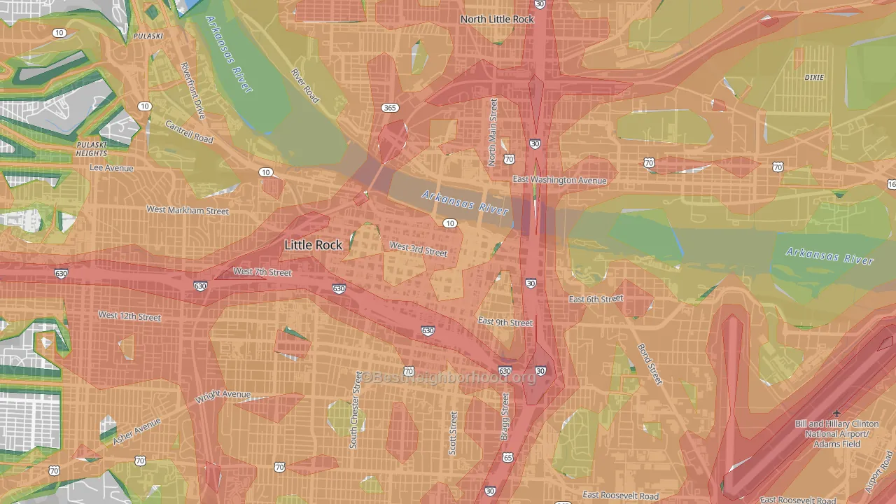 72201, AR Map of Noise Levels in 72201