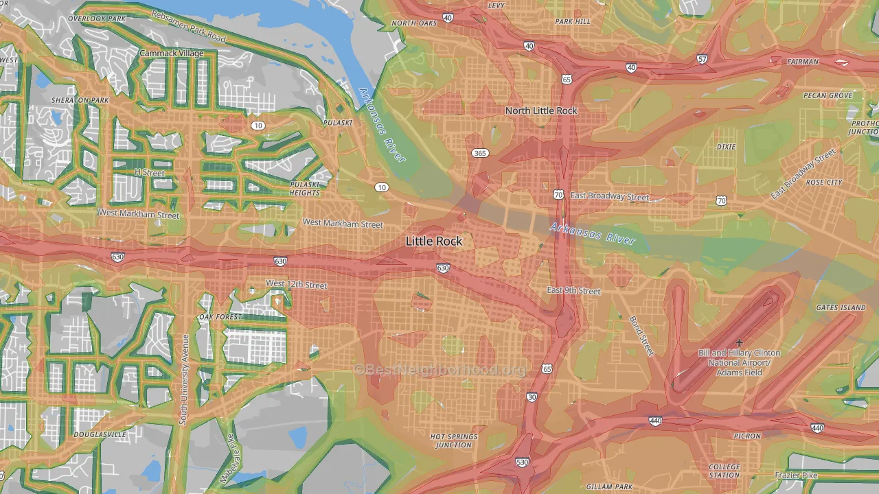 72202, AR Map of Noise Levels in 72202