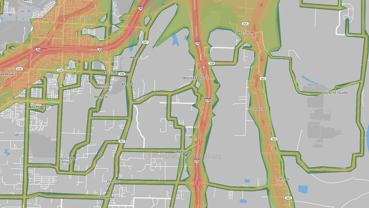 72206, AR Map of Noise Levels in 72206