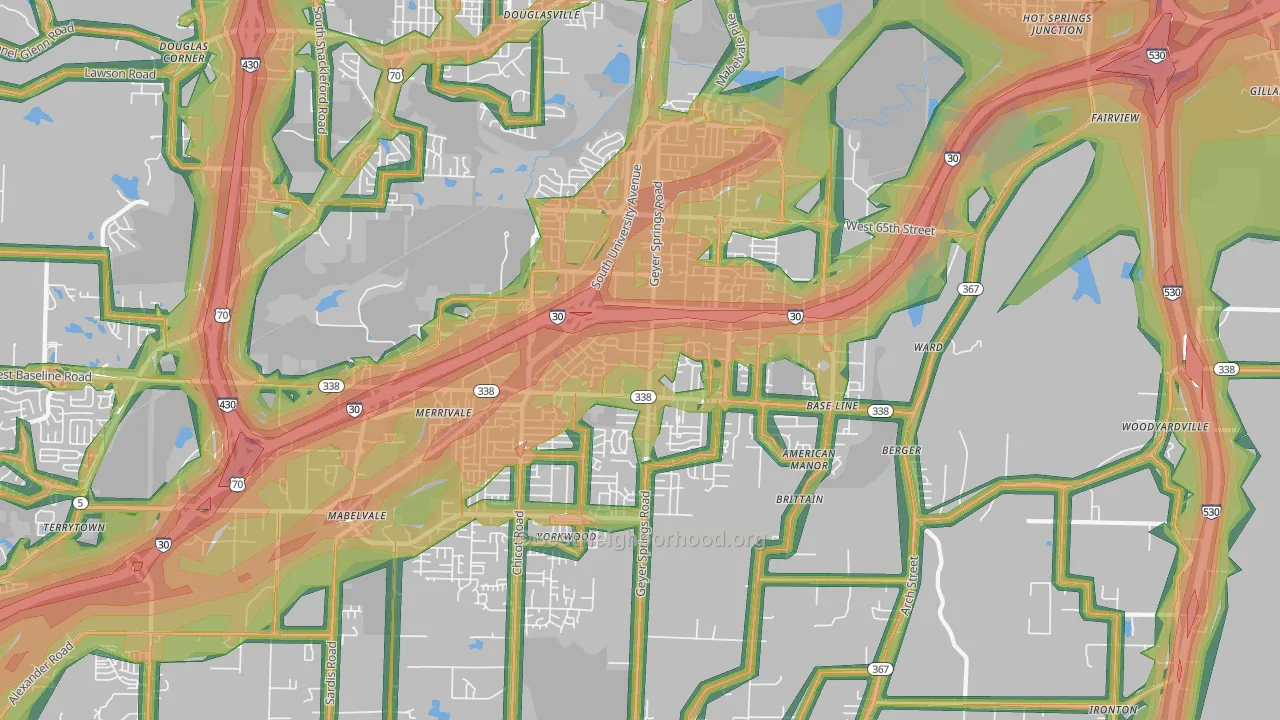 72209, AR Map of Noise Levels in 72209